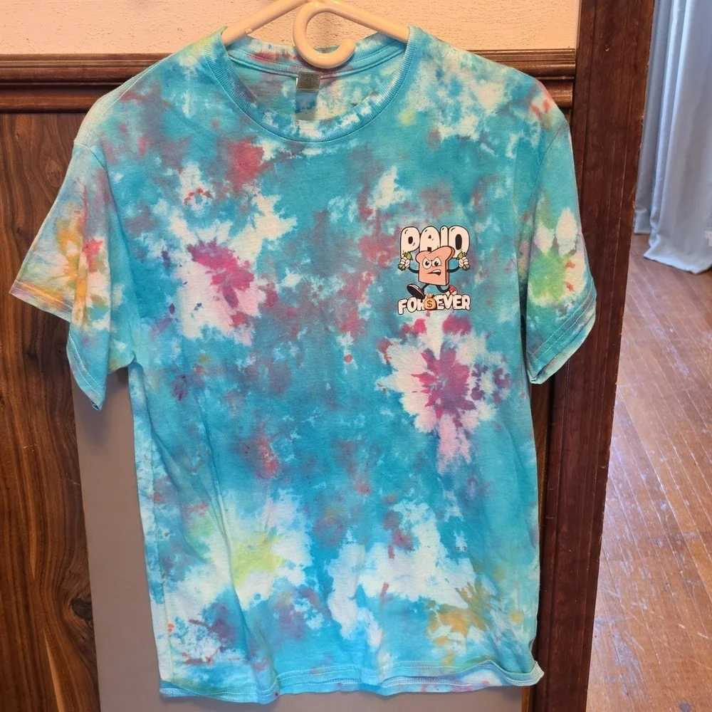 Gildan Heavy Cotton‎ Tie-Dye Bread with Money Cartoon Men's Graphic T-Shirt M